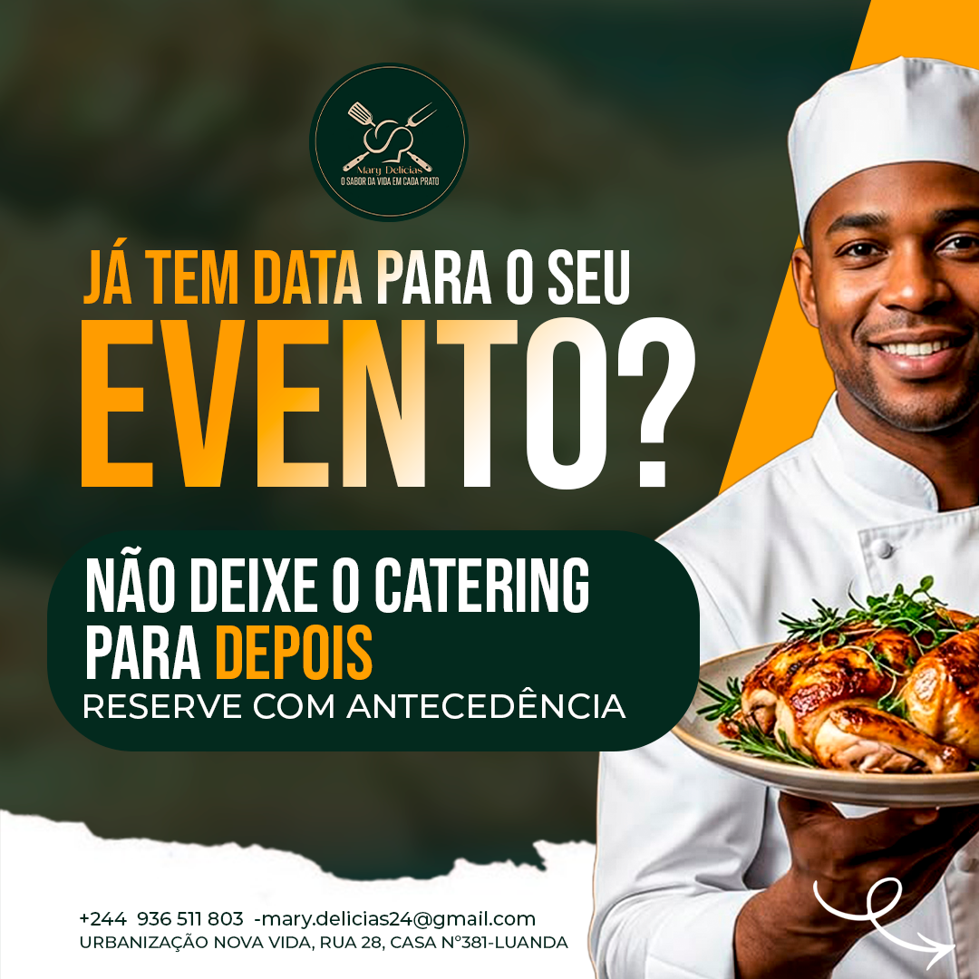 Cartaz completo — Chef a apresentar frango assado