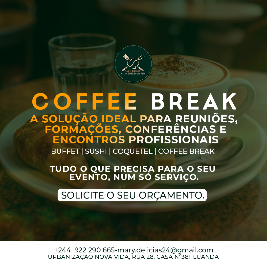 Coffee break para reuniões, formações e conferências