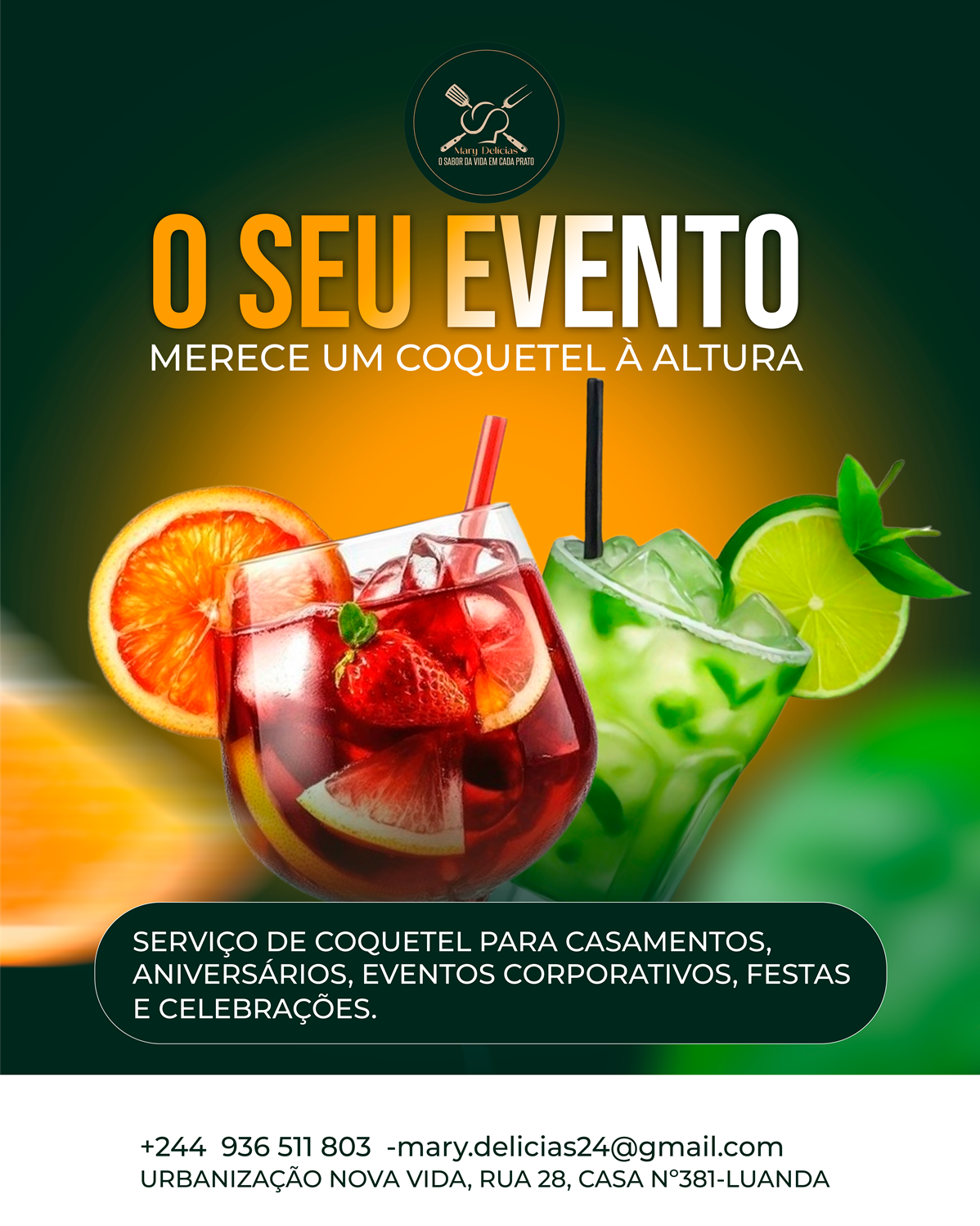 Cartaz completo — O seu evento merece um coquetel à altura